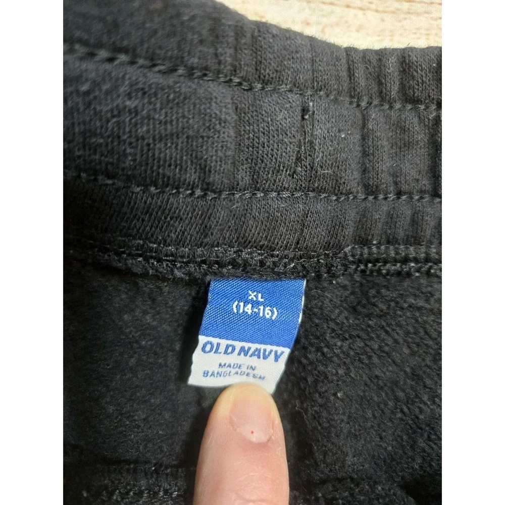 Old Navy Sweatpants Boy's size‎ XL Black Stretch Fleece Joggers Elastic Waist